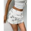 imageMakeMeChic Womens Sequin Skirt Summer Floral Mesh Glitter Sparkly Mini SkirtWhite