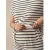imageMakeMeChic Womens Maternity 2 Piece Outfit Striped Crew Neck Short Sleeve Tee Top Pants Pregnancy SetBlack and White