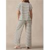 imageMakeMeChic Womens Maternity 2 Piece Outfit Striped Crew Neck Short Sleeve Tee Top Pants Pregnancy SetBlack and White
