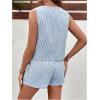 imageMakeMeChic Womens Maternity 2 Piece Outfit Striped V Neck Tie Front Vest Top and Shorts Pregnancy SetBlue and White