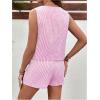 imageMakeMeChic Womens Maternity 2 Piece Outfit Striped V Neck Tie Front Vest Top and Shorts Pregnancy SetPink
