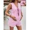 imageMakeMeChic Womens Maternity 2 Piece Outfit Striped V Neck Tie Front Vest Top and Shorts Pregnancy SetPink