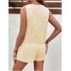 imageMakeMeChic Womens Maternity 2 Piece Outfit Striped V Neck Tie Front Vest Top and Shorts Pregnancy SetYellow