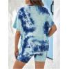 imageMakeMeChic Womens Maternity 2 Piece Outfit Tie Dye Pajamas Set Short Sleeve Tee Shirt and Biker Shorts Pregnancy Lounge SetBblue