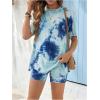 imageMakeMeChic Womens Maternity 2 Piece Outfit Tie Dye Pajamas Set Short Sleeve Tee Shirt and Biker Shorts Pregnancy Lounge SetBblue