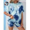 imageMakeMeChic Womens Maternity 2 Piece Outfit Tie Dye Pajamas Set Short Sleeve Tee Shirt and Biker Shorts Pregnancy Lounge SetBblue