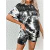 imageMakeMeChic Womens Maternity 2 Piece Outfit Tie Dye Pajamas Set Short Sleeve Tee Shirt and Biker Shorts Pregnancy Lounge SetBlack