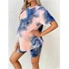 imageMakeMeChic Womens Maternity 2 Piece Outfit Tie Dye Pajamas Set Short Sleeve Tee Shirt and Biker Shorts Pregnancy Lounge SetMulti