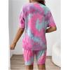 imageMakeMeChic Womens Maternity 2 Piece Outfit Tie Dye Pajamas Set Short Sleeve Tee Shirt and Biker Shorts Pregnancy Lounge SetPink