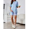 imageMakeMeChic Womens Maternity 2 Piece Outfit Tie Dye Pajamas Set Short Sleeve Tee Shirt and Biker Shorts Pregnancy Lounge SetPurple