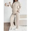 imageMakeMeChic Womens Maternity 2 Piece Outfits Lounge Set Ribbed Knit Long Sleeve Hoodie and Pants Pregnancy SetApricot