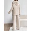 imageMakeMeChic Womens Maternity 2 Piece Outfits Lounge Set Ribbed Knit Long Sleeve Hoodie and Pants Pregnancy SetApricot