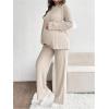 imageMakeMeChic Womens Maternity 2 Piece Outfits Lounge Set Ribbed Knit Long Sleeve Hoodie and Pants Pregnancy SetApricot