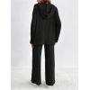 imageMakeMeChic Womens Maternity 2 Piece Outfits Lounge Set Ribbed Knit Long Sleeve Hoodie and Pants Pregnancy SetBlack