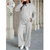 imageMakeMeChic Womens Maternity 2 Piece Outfits Lounge Set Ribbed Knit Long Sleeve Hoodie and Pants Pregnancy SetGrey