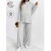imageMakeMeChic Womens Maternity 2 Piece Outfits Lounge Set Ribbed Knit Long Sleeve Hoodie and Pants Pregnancy SetGrey