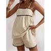 imageMakeMeChic Womens Maternity 2 Piece Outfits Striped Lace Trim Shirred Cami and Shorts Pregnancy SetApricot