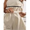 imageMakeMeChic Womens Maternity 2 Piece Outfits Striped Lace Trim Shirred Cami and Shorts Pregnancy SetApricot