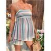 imageMakeMeChic Womens Maternity 2 Piece Outfits Striped Lace Trim Shirred Cami and Shorts Pregnancy SetMulticolor