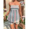 imageMakeMeChic Womens Maternity 2 Piece Outfits Striped Lace Trim Shirred Cami and Shorts Pregnancy SetMulticolor