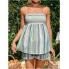 imageMakeMeChic Womens Maternity 2 Piece Outfits Striped Lace Trim Shirred Cami and Shorts Pregnancy SetMulticolor B