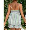 imageMakeMeChic Womens Maternity 2 Piece Outfits Striped Lace Trim Shirred Cami and Shorts Pregnancy SetMulticolor B