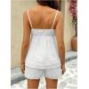 imageMakeMeChic Womens Maternity 2 Piece Outfits Striped Lace Trim Shirred Cami and Shorts Pregnancy SetWhite