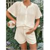 imageMakeMeChic Womens Maternity 2 Piece Set Crew Neck Button Short Sleeve Blouse and Shorts Summer SetWhite