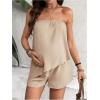 imageMakeMeChic Womens Maternity 2 Piece Set Strapless Asymmetrical Tube Top and Shorts Pregnancy ClothesApricot