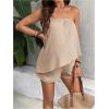 imageMakeMeChic Womens Maternity 2 Piece Set Strapless Asymmetrical Tube Top and Shorts Pregnancy ClothesApricot
