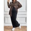 imageMakeMeChic Womens Maternity Clothes 2 Piece Fall Outfit Cheetah Print Button Down Shirt and Tank Maxi Dress SetsBlack and Brown