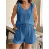 imageMakeMeChic Womens Maternity Clothes Bow V Neck Button Sleeveless Tank and Shorts Pregnancy Outfit SetBlue