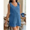 imageMakeMeChic Womens Maternity Clothes Bow V Neck Button Sleeveless Tank and Shorts Pregnancy Outfit SetBlue