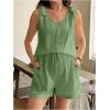 imageMakeMeChic Womens Maternity Clothes Bow V Neck Button Sleeveless Tank and Shorts Pregnancy Outfit SetMint Green