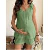 imageMakeMeChic Womens Maternity Clothes Bow V Neck Button Sleeveless Tank and Shorts Pregnancy Outfit SetMint Green