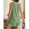 imageMakeMeChic Womens Maternity Clothes Bow V Neck Button Sleeveless Tank and Shorts Pregnancy Outfit SetMint Green