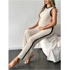 imageMakeMeChic Womens Maternity Lounge Set 2 Piece Outfit Sleeveless Pajama Sets Tank Top and Pants SetApricot