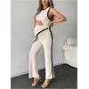 imageMakeMeChic Womens Maternity Lounge Set 2 Piece Outfit Sleeveless Pajama Sets Tank Top and Pants SetApricot