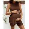 imageMakeMeChic Womens Maternity Pajama Set Loungewear Knit Tank Tops Biker Shorts Pregnancy SetBrown