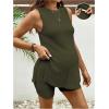imageMakeMeChic Womens Maternity Pajama Set Loungewear Knit Tank Tops Biker Shorts Pregnancy SetDark Green