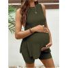imageMakeMeChic Womens Maternity Pajama Set Loungewear Knit Tank Tops Biker Shorts Pregnancy SetDark Green