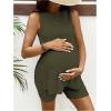 imageMakeMeChic Womens Maternity Pajama Set Loungewear Knit Tank Tops Biker Shorts Pregnancy SetDark Green