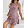 imageMakeMeChic Womens Maternity Pajama Set Loungewear Knit Tank Tops Biker Shorts Pregnancy SetDusty Pink