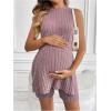 imageMakeMeChic Womens Maternity Pajama Set Loungewear Knit Tank Tops Biker Shorts Pregnancy SetDusty Pink