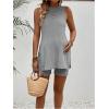imageMakeMeChic Womens Maternity Pajama Set Loungewear Knit Tank Tops Biker Shorts Pregnancy SetGrey Solid