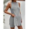 imageMakeMeChic Womens Maternity Pajama Set Loungewear Knit Tank Tops Biker Shorts Pregnancy SetGrey Solid