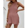 imageMakeMeChic Womens Maternity Pajama Set Loungewear Knit Tank Tops Biker Shorts Pregnancy SetPink