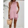 imageMakeMeChic Womens Maternity Pajama Set Loungewear Knit Tank Tops Biker Shorts Pregnancy SetPink Solid