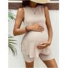 imageMakeMeChic Womens Maternity Pajama Set Loungewear Knit Tank Tops Biker Shorts Pregnancy SetSolid Apricot