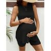 imageMakeMeChic Womens Maternity Pajama Set Loungewear Knit Tank Tops Biker Shorts Pregnancy SetSolid Black